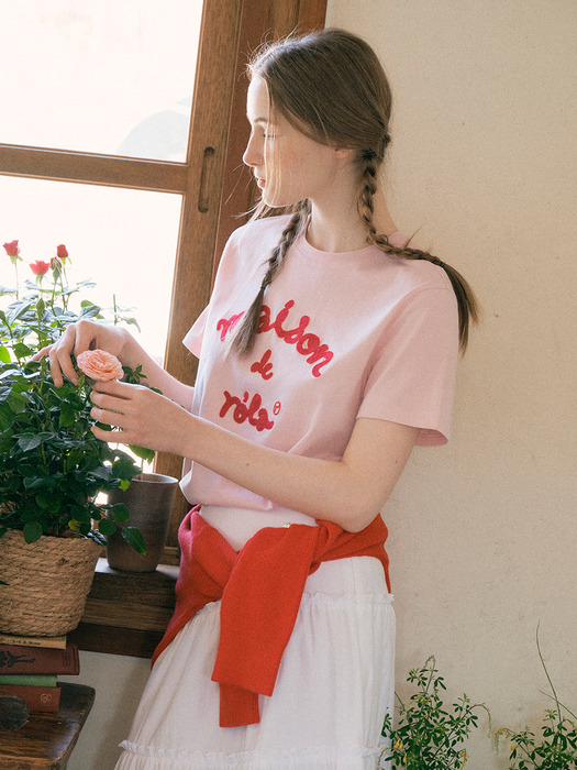 MAISON DE ROLA EMBROIDERY T-SHIRT PINK