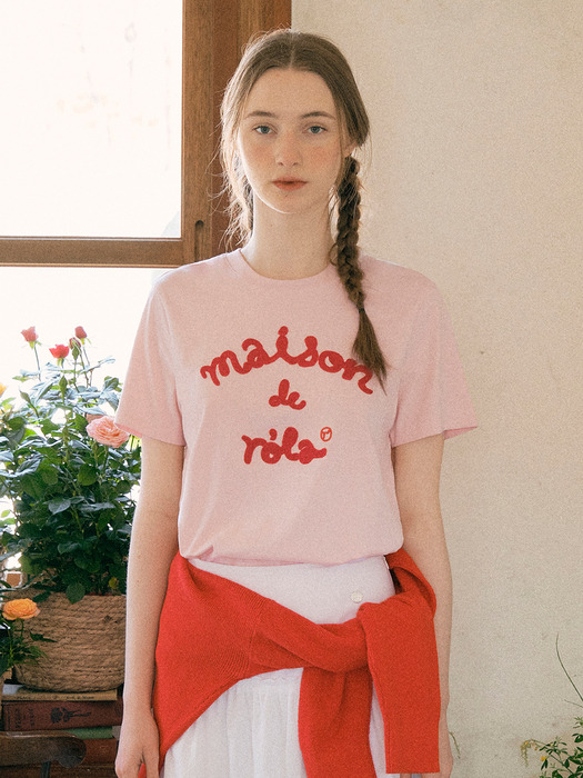 MAISON DE ROLA EMBROIDERY T-SHIRT PINK