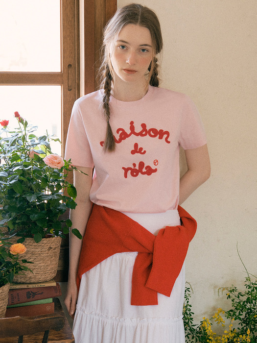 MAISON DE ROLA EMBROIDERY T-SHIRT PINK