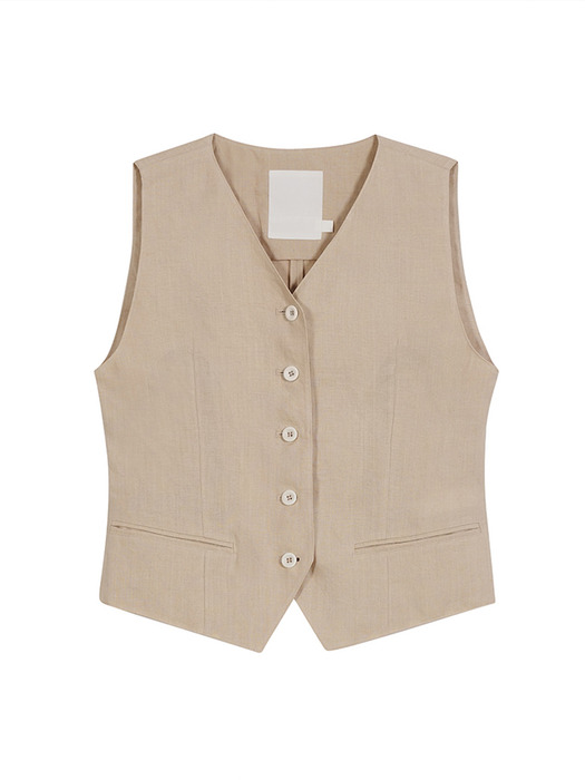 LINEN VEST_BEIGE