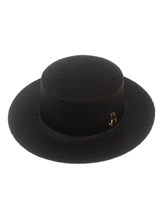 Simple Black Flat Panama Hat 파나마햇
