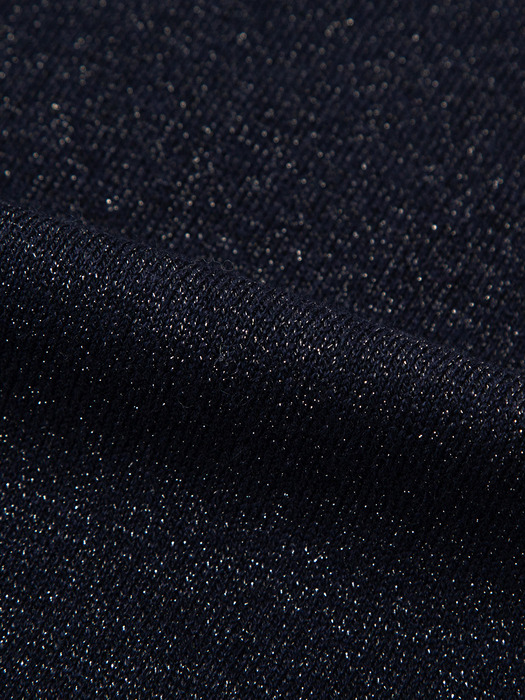24SS Callaite Glitter Notch-Neck Knit Cardigan - Navy