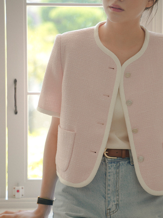 Haper line tweed jacket_Pink