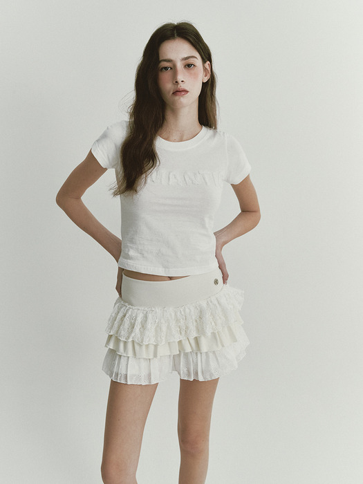 LACE JERSEY CANCAN SKIRT (IVORY)