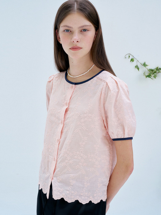 S Coloration Embroidery Blouse_2colors