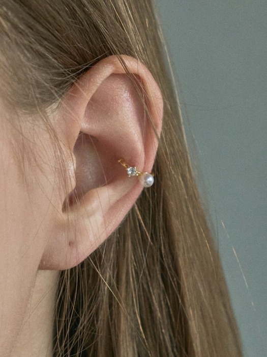 MINIMAL CZ PEARL EAR CUFF DW_135