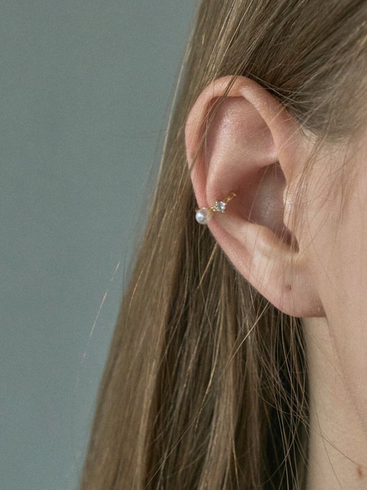 MINIMAL CZ PEARL EAR CUFF DW_135