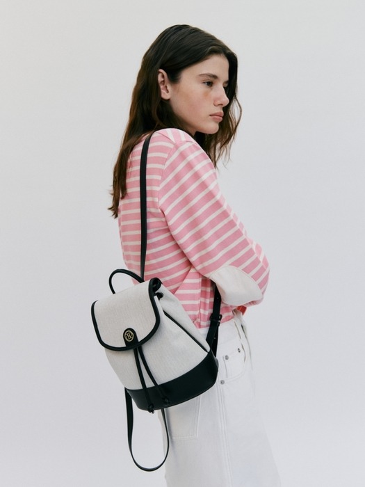 town bag (mini-backpack) - herringbone ivory
