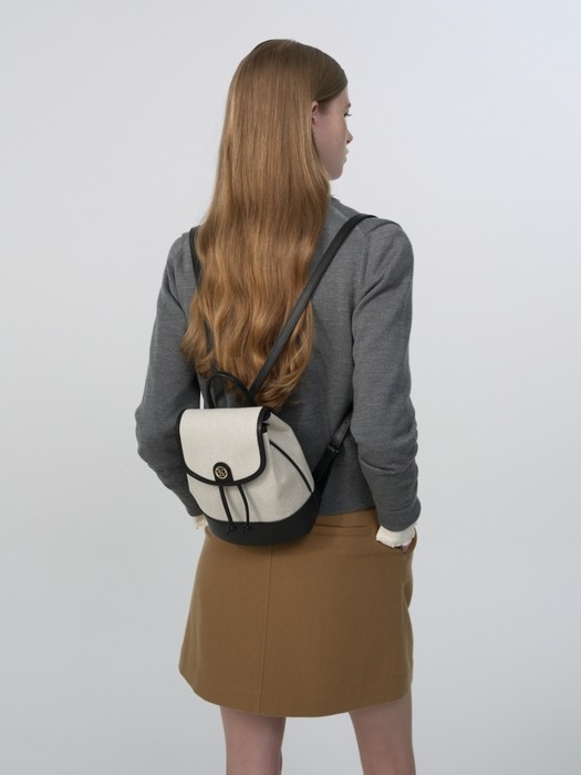 town bag (mini-backpack) - herringbone ivory