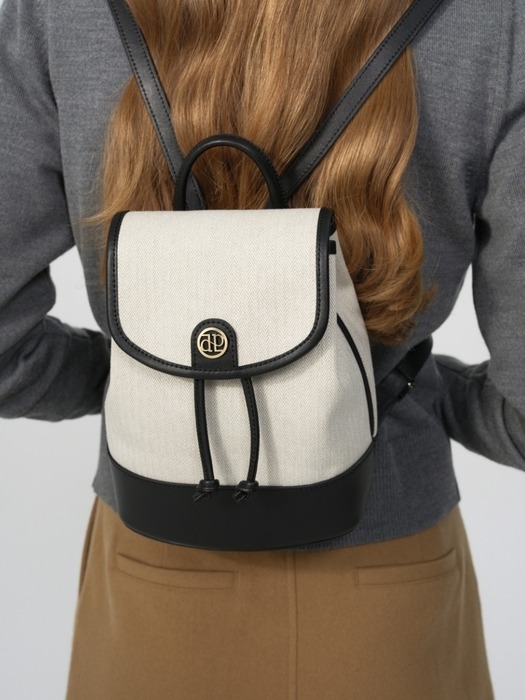 town bag (mini-backpack) - herringbone ivory