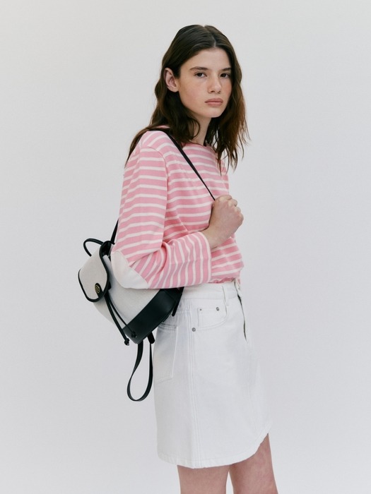 town bag (mini-backpack) - herringbone ivory