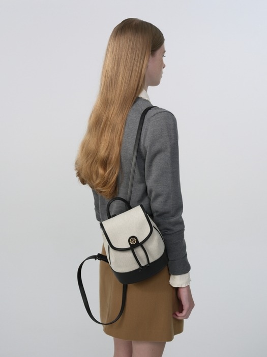 town bag (mini-backpack) - herringbone ivory