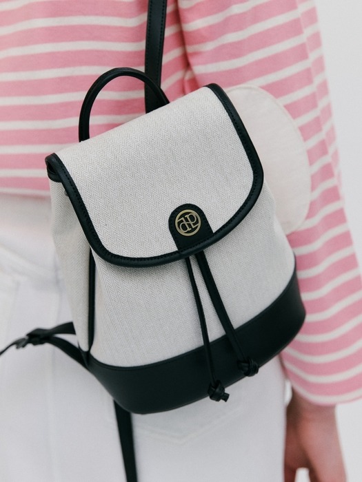 town bag (mini-backpack) - herringbone ivory
