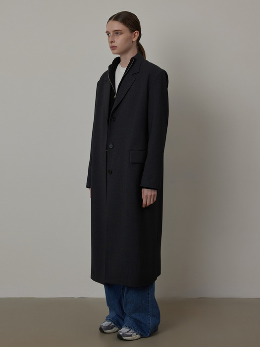 Real Long Single-brest Wool Jacket