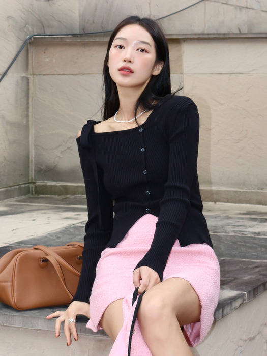 MARY Cutout Knit Top(메리)_BLACK