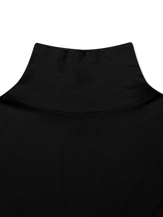 WOOL TENCEL TURTLE NECK TOP BLACK