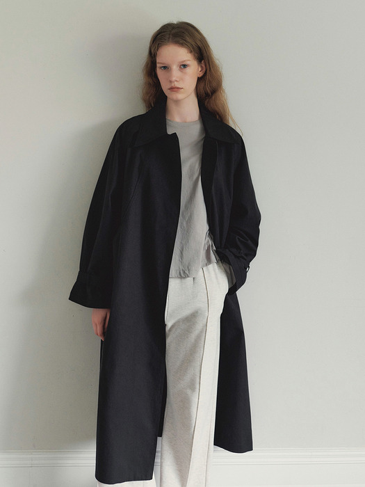 Classic Maxi Over Fit Trench Coat (Black)