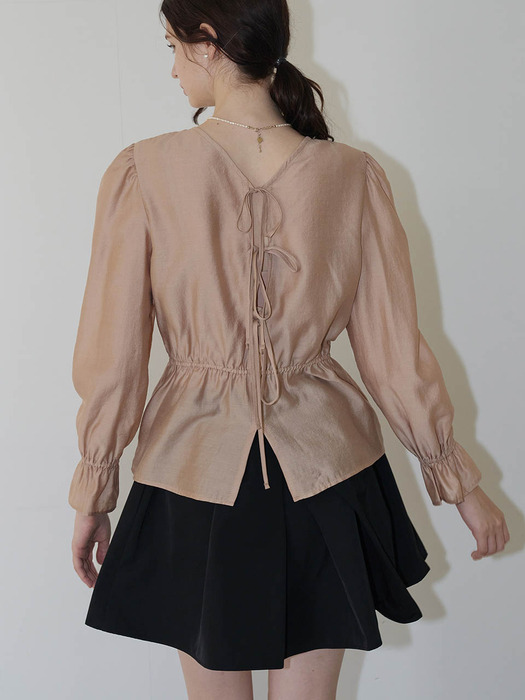 [24FW] Ella Ribbon Gold beige blouse