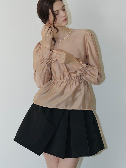 [24FW] Ella Ribbon Gold beige blouse