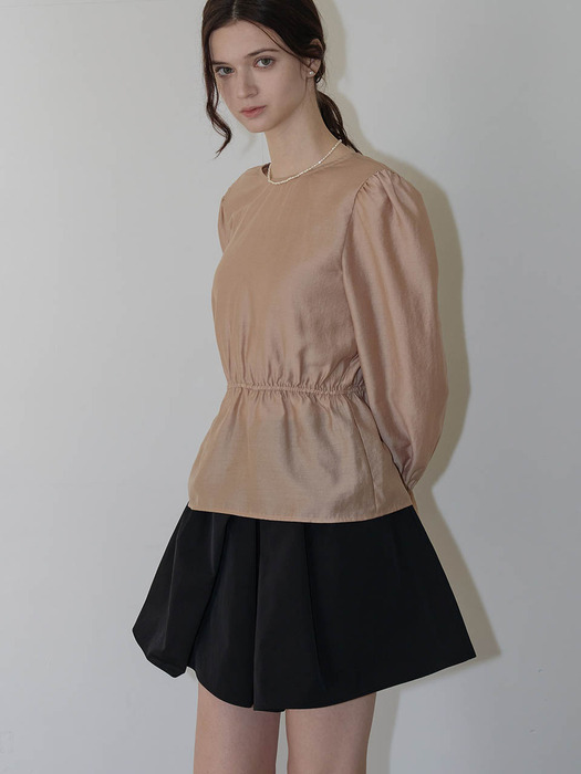 [24FW] Ella Ribbon Gold beige blouse