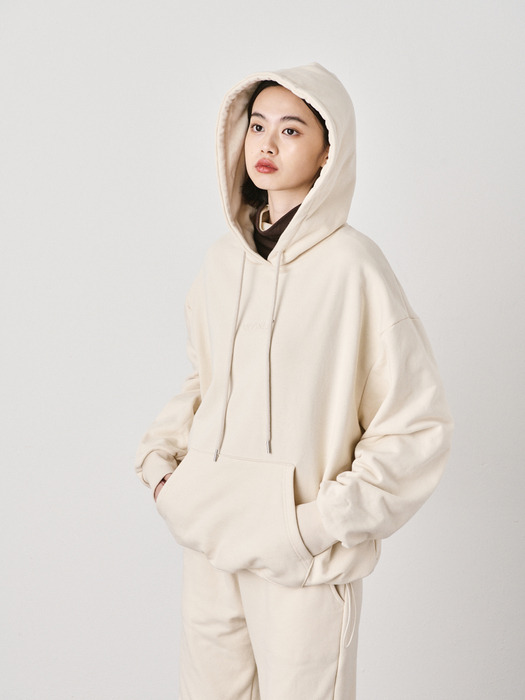 Fluff sweat hoodie_CREAM