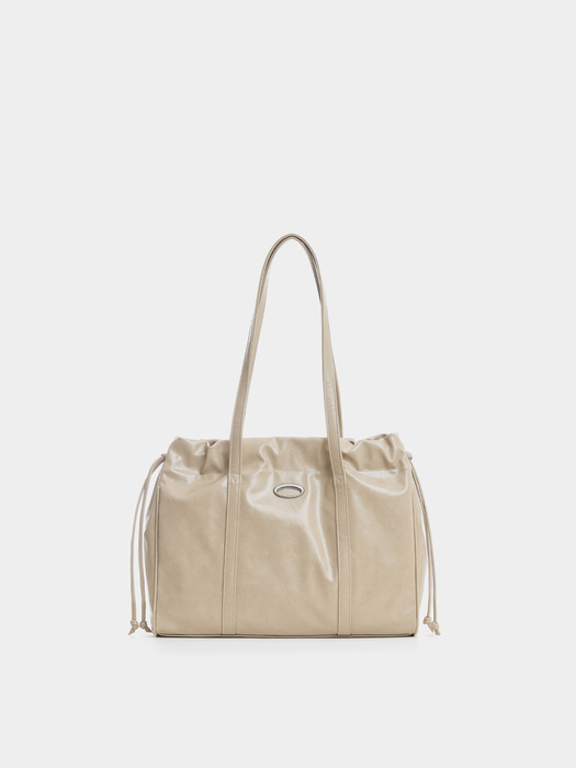 TRAWSTRING TOTE BAG, BEIGE