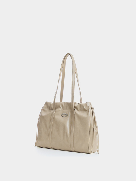 TRAWSTRING TOTE BAG, BEIGE