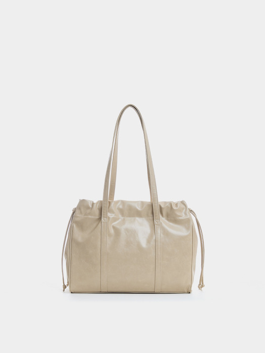 TRAWSTRING TOTE BAG, BEIGE