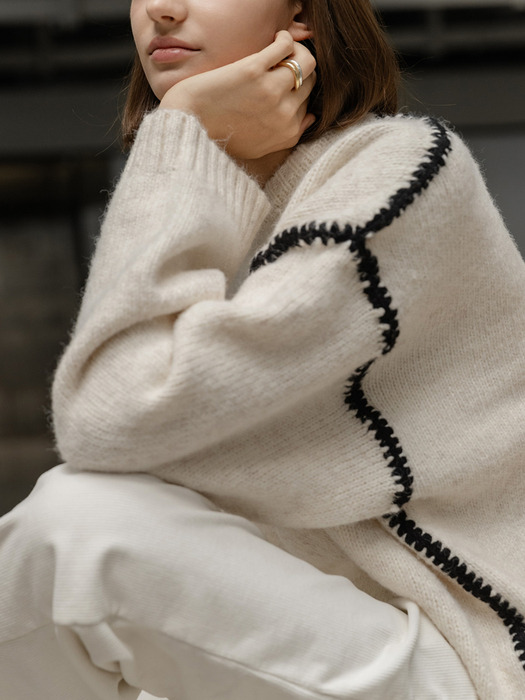 CHUNKY CRWNECK SWEATER_NFKN4140 (IVORY)