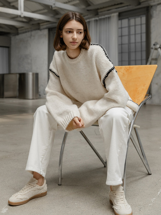 CHUNKY CRWNECK SWEATER_NFKN4140 (IVORY)