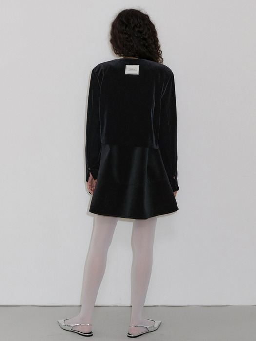 VELVET TIE JACKET _BLACK