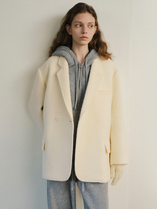 Alpaca Brioche Boucle Jacket (Ivory)