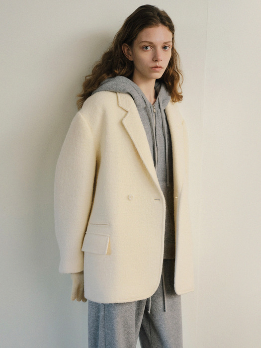 Alpaca Brioche Boucle Jacket (Ivory)