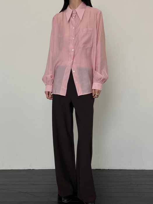 [단독]Glossy pocket classic blouse_pink