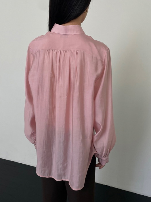 [단독]Glossy pocket classic blouse_pink