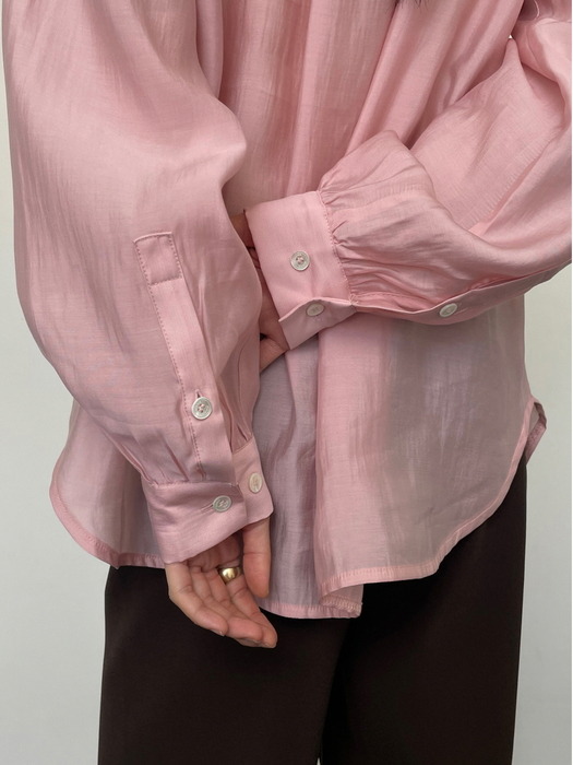 [단독]Glossy pocket classic blouse_pink