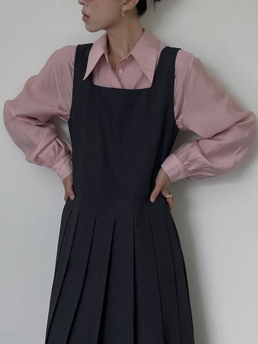 [단독]Glossy pocket classic blouse_pink