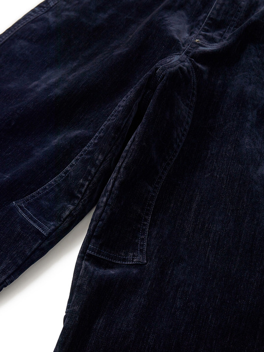 Velvet denim work pants / Dark navy