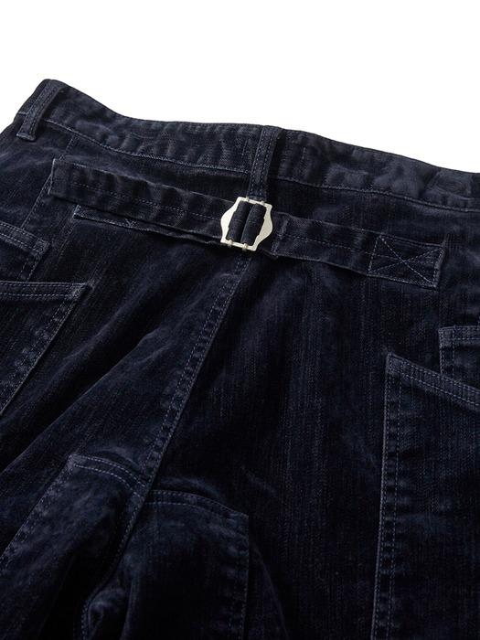 Velvet denim work pants / Dark navy