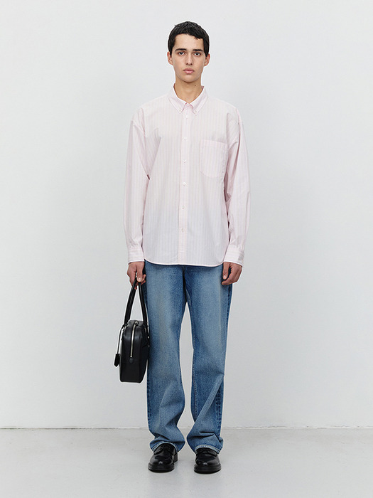 UNISEX OVERSIZED BD STRIPED SHIRT SOFT PINK STRIPE_M_UDSH5A115P1