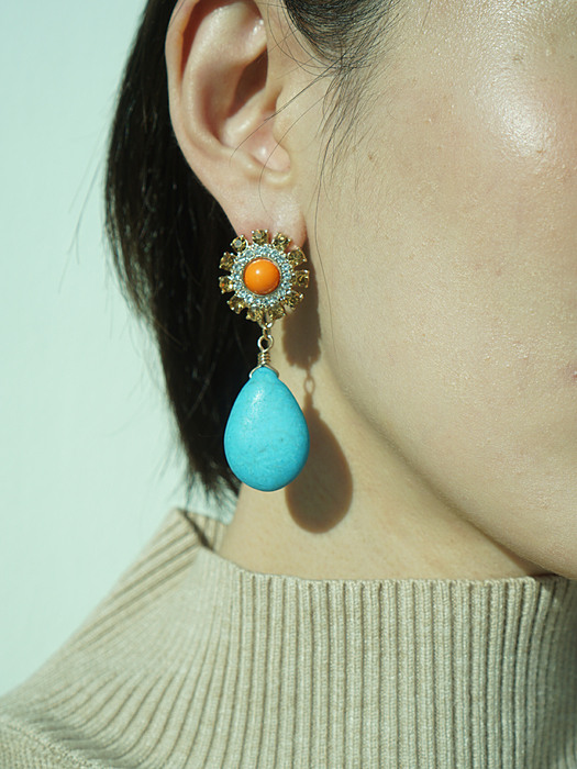 sun marble water earrings