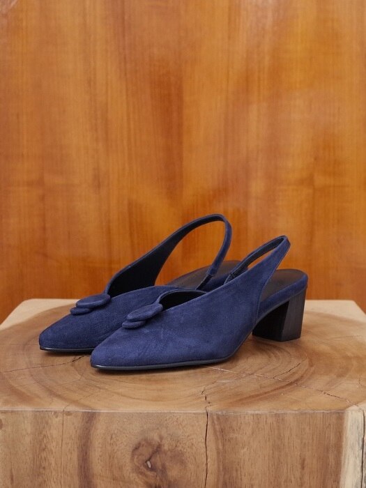 Double button sling back Navy