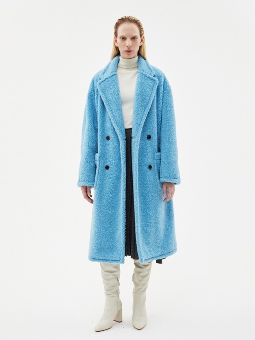 TEDDY BEAR WOOL DOUBLE COAT awa174w(SKY BLUE)