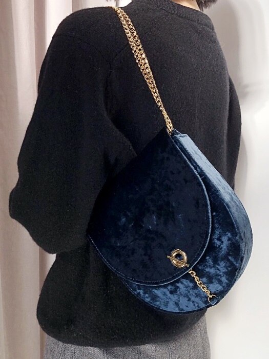Velvet Arrondi Bag- Blue
