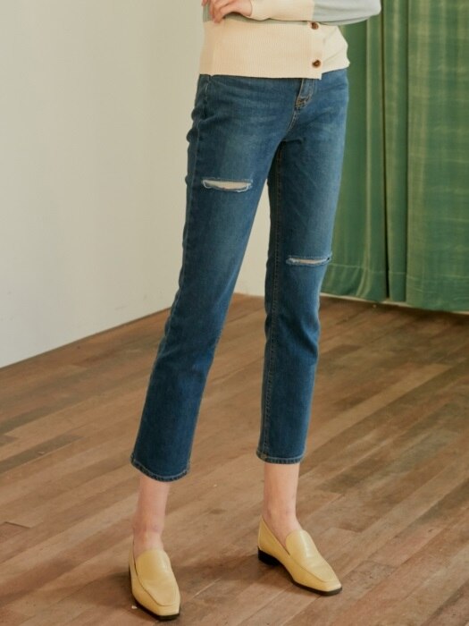 monts854 slim-fit cropped denim jeans