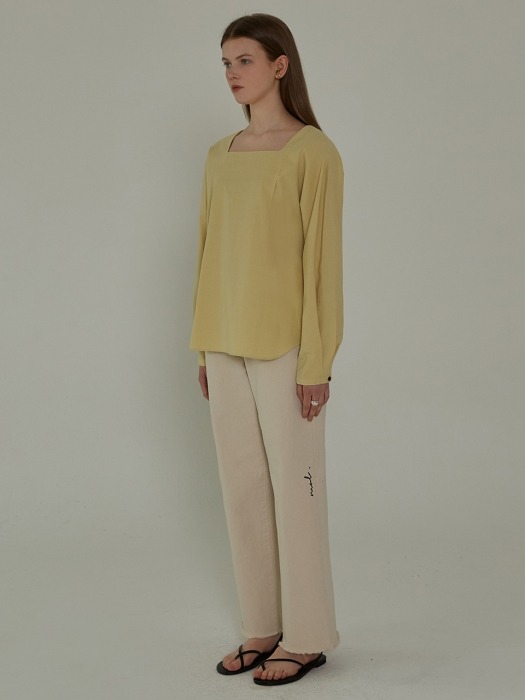 SQUARE NECK BLOUSE - LIGHT BLUE