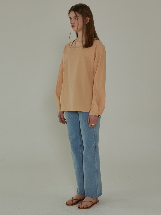 SQUARE NECK BLOUSE - LIGHT BLUE