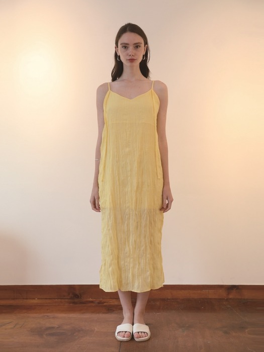 Plisse Strap Dress/Yellow