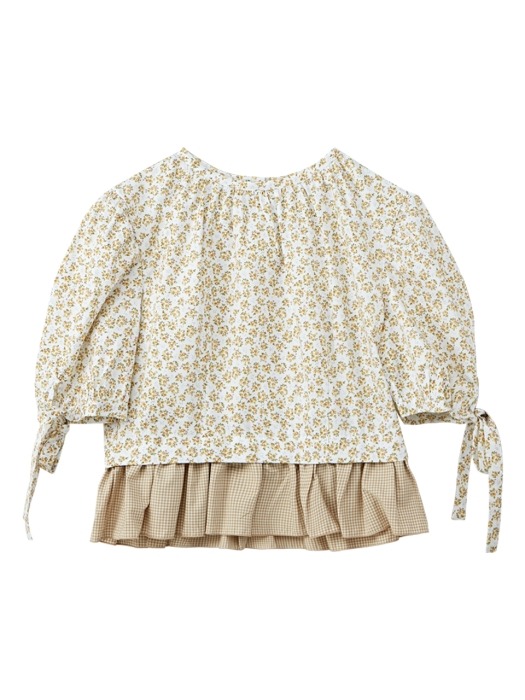 Flower back button blouse - Yellow