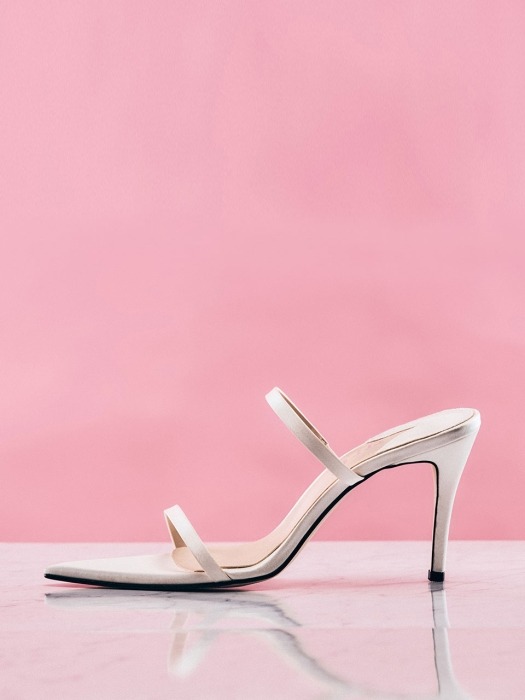 Two-Strap Heel (White Silk)